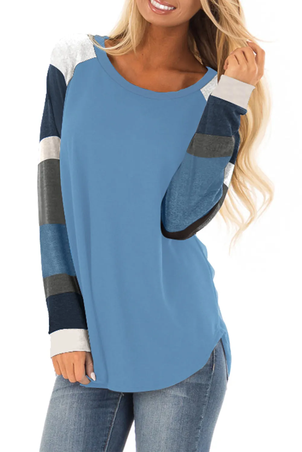 Color Block Long Sleeves Pullover Top