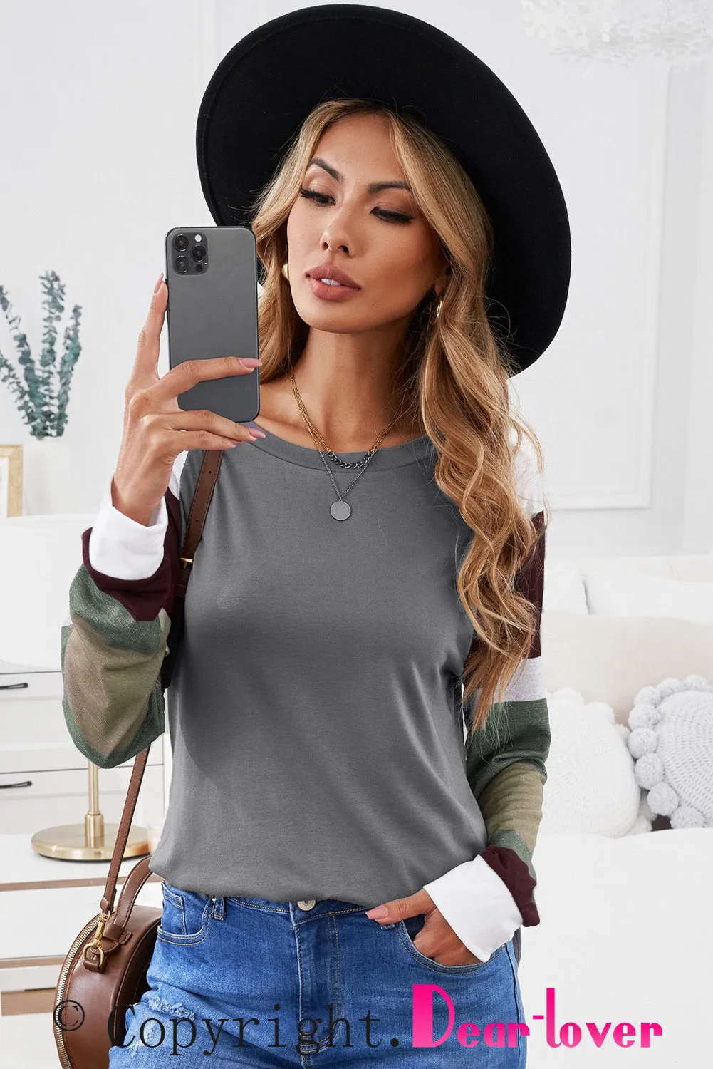 Color Block Long Sleeves Pullover Top