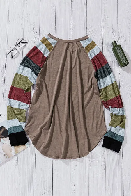 Color Block Long Sleeves Pullover Top