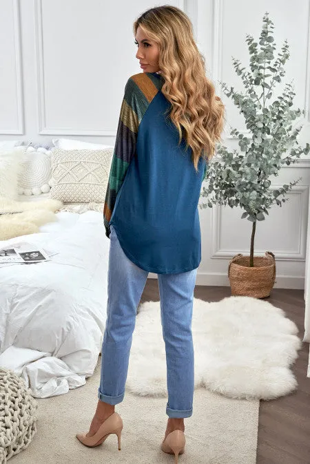 Color Block Long Sleeves Pullover Top