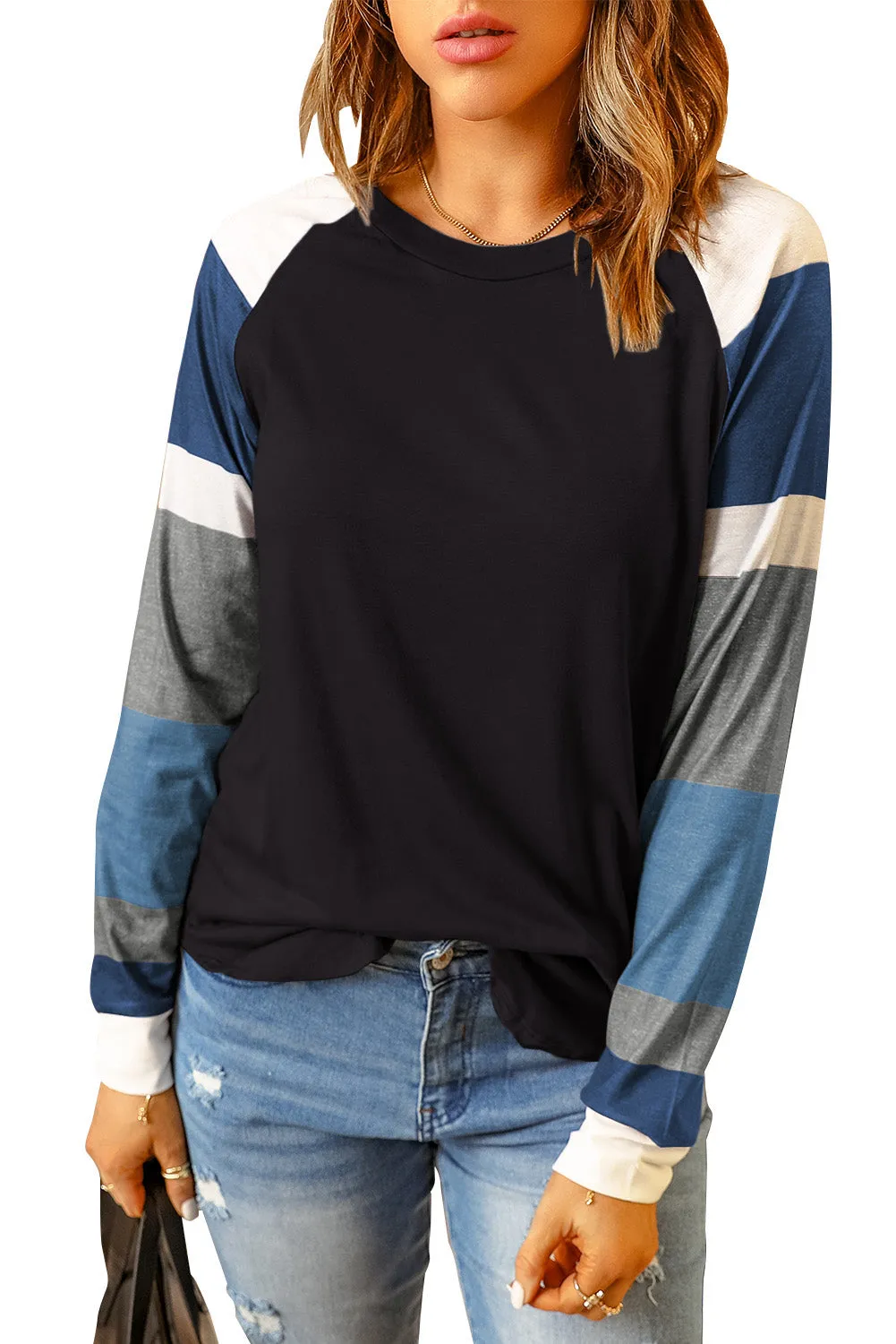 Color Block Long Sleeves Pullover Top