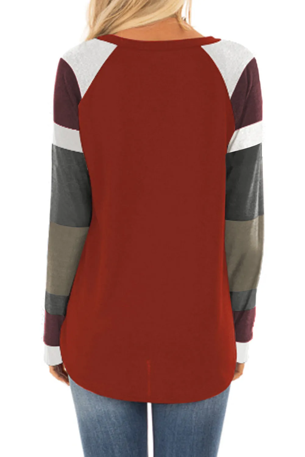 Color Block Long Sleeves Pullover Top