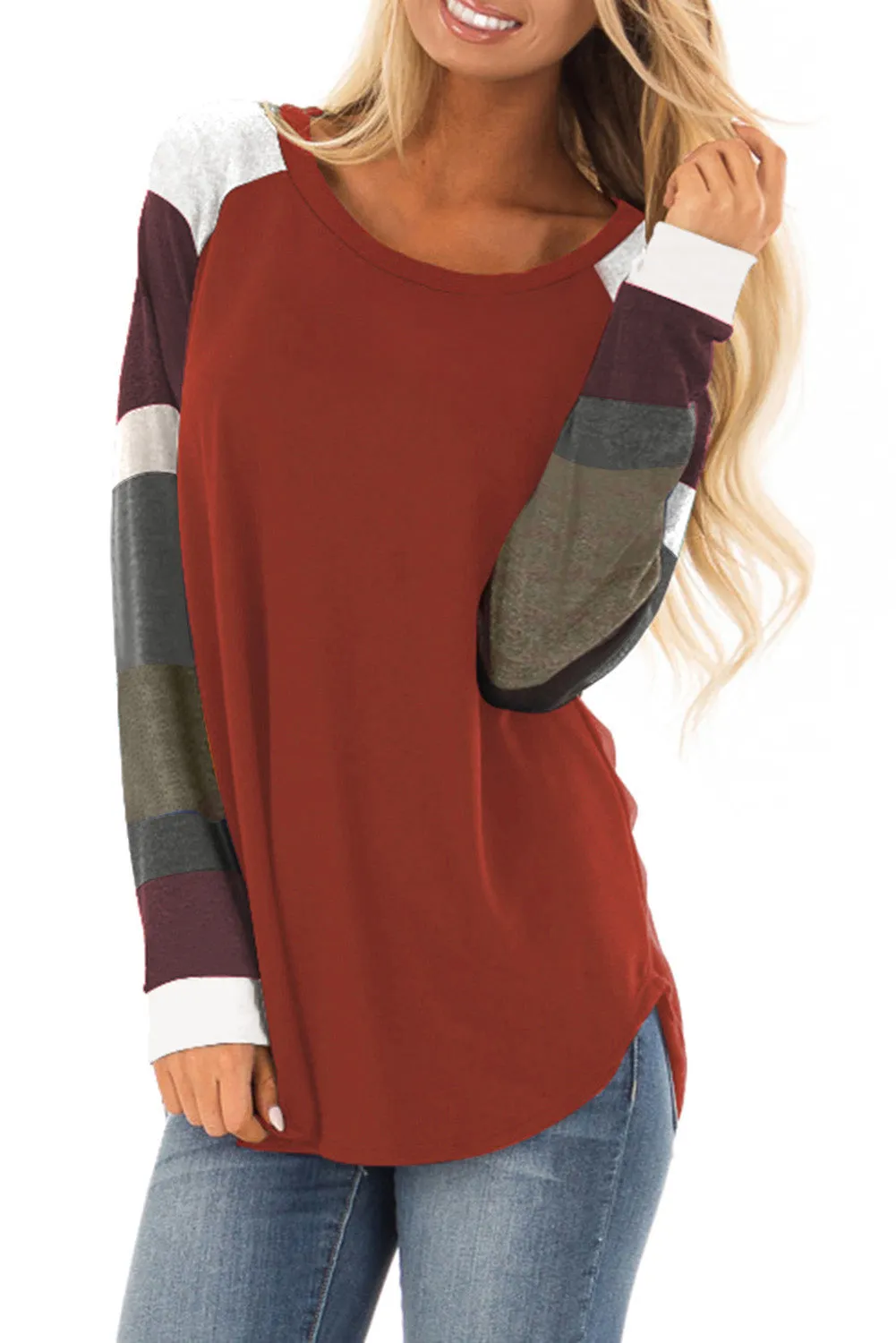 Color Block Long Sleeves Pullover Top