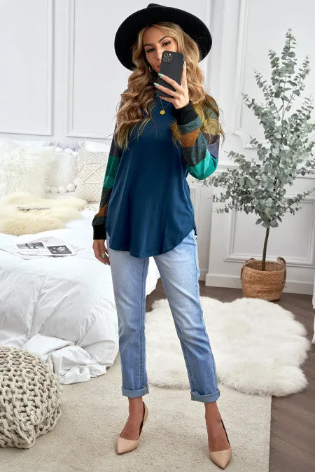 Color Block Long Sleeves Pullover Top