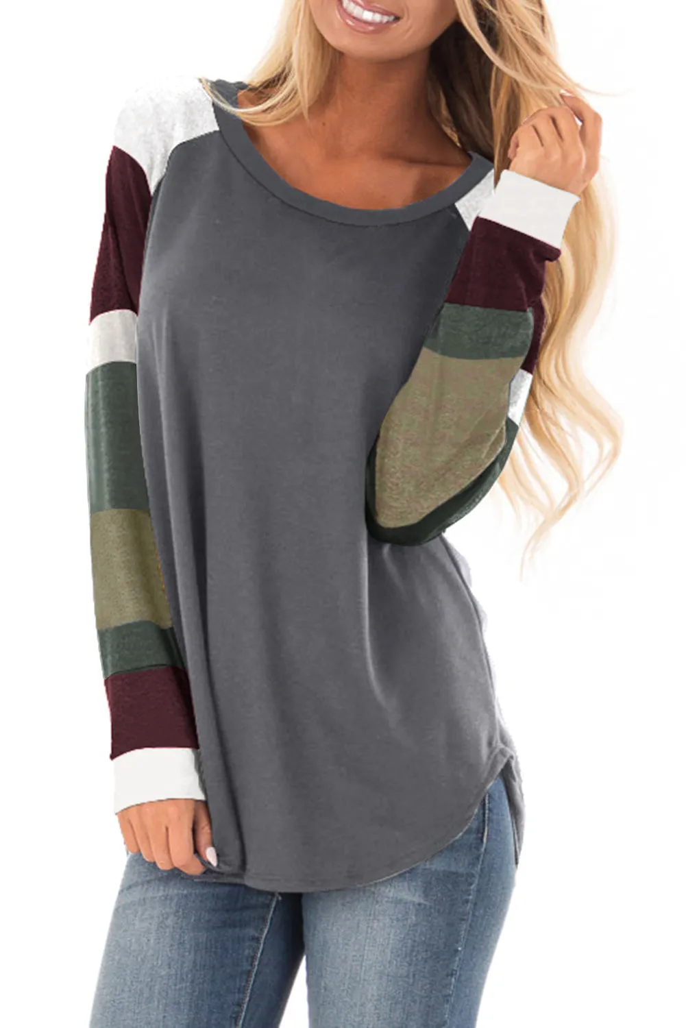 Color Block Long Sleeves Pullover Top