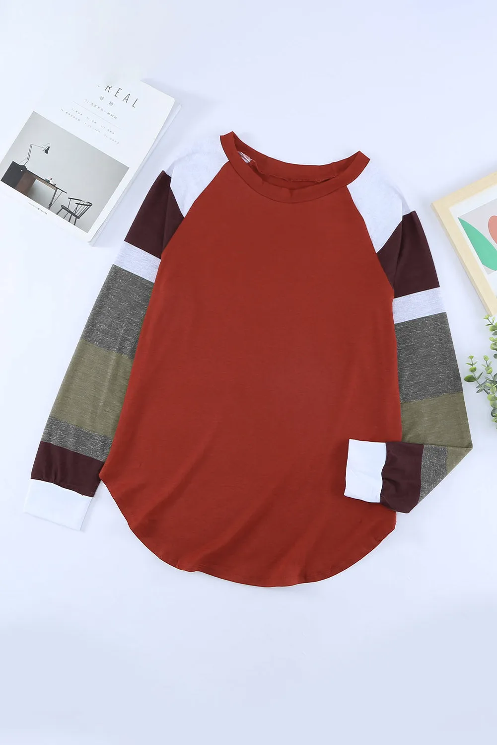 Color Block Long Sleeves Pullover Top