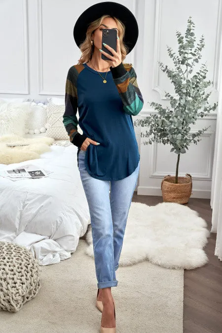 Color Block Long Sleeves Pullover Top