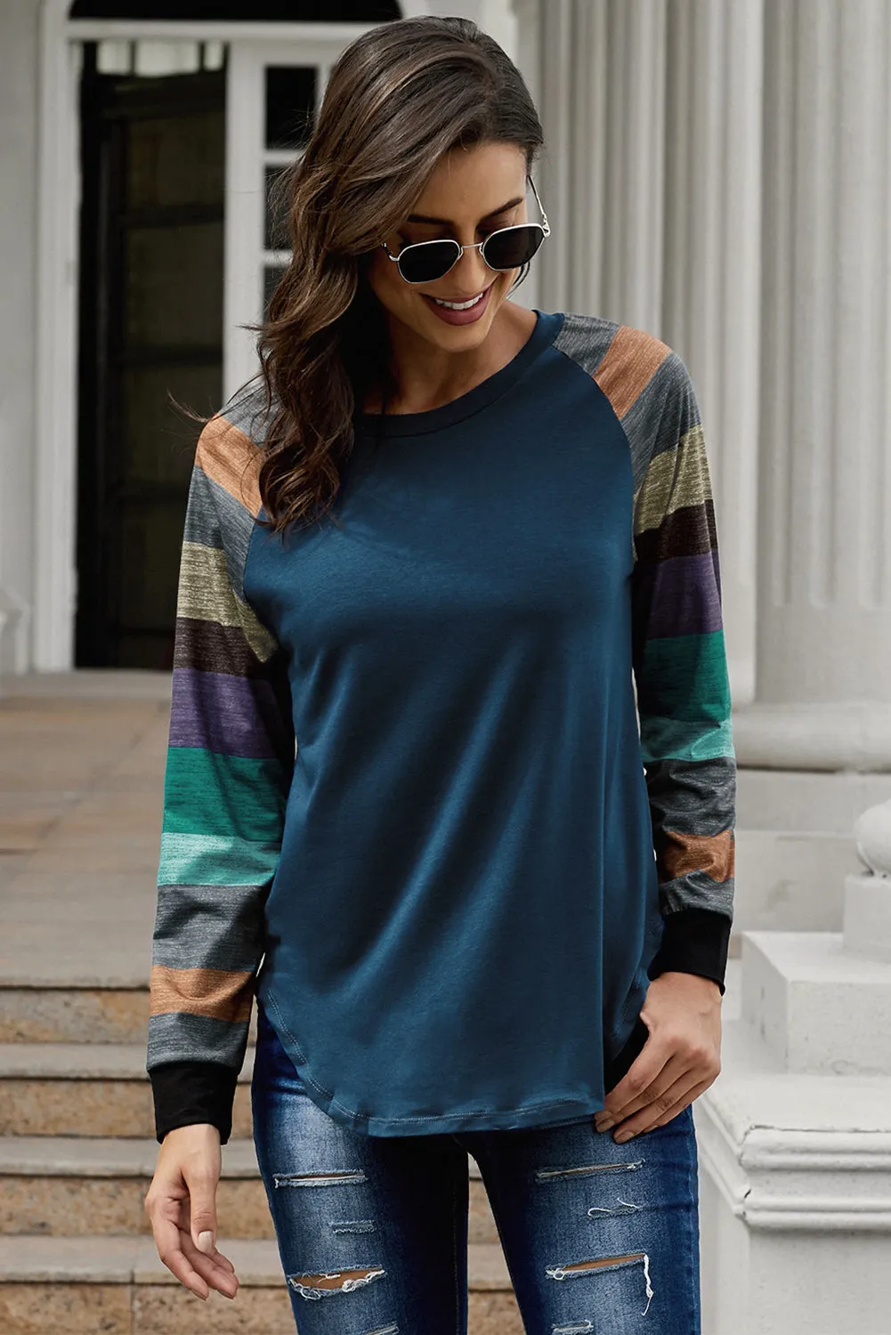 Color Block Long Sleeves Pullover Top