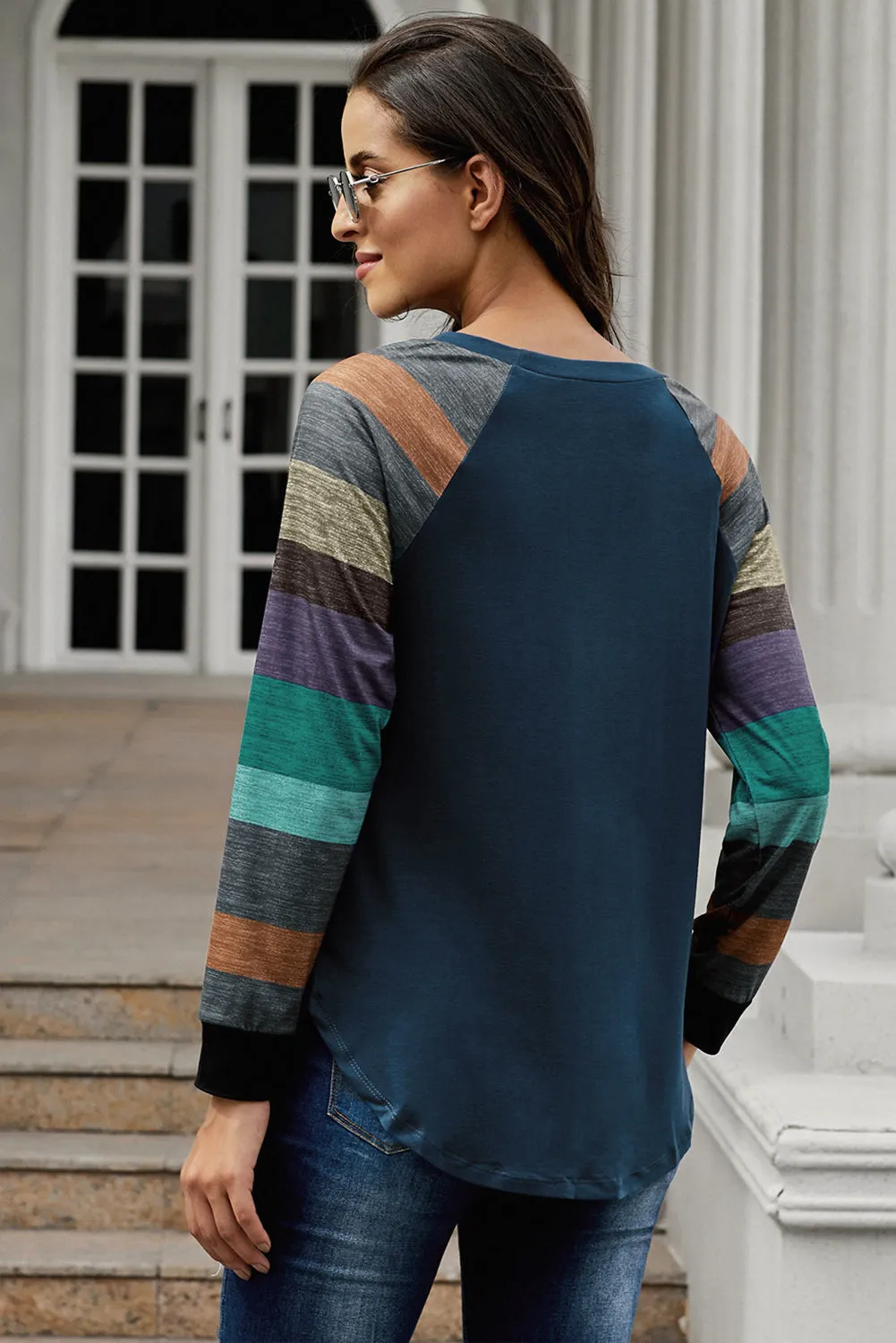 Color Block Long Sleeves Pullover Top