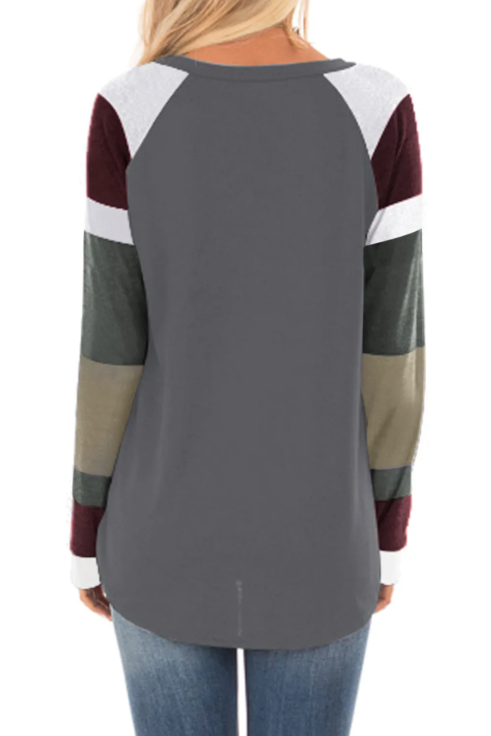 Color Block Long Sleeves Pullover Top