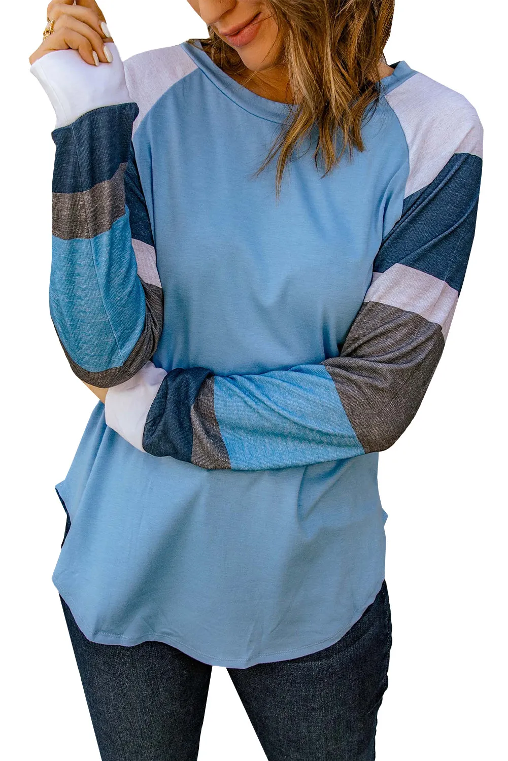 Color Block Long Sleeves Pullover Top