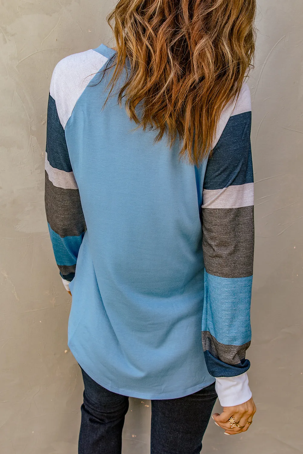 Color Block Long Sleeves Pullover Top