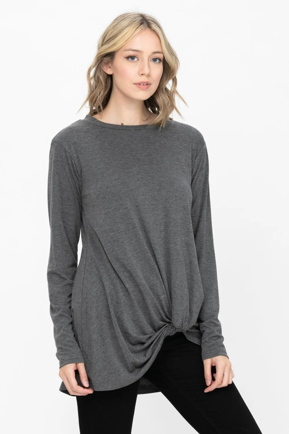 Comfy Soft Casual Twist Knot Tunics Tops Blouses T Shirts