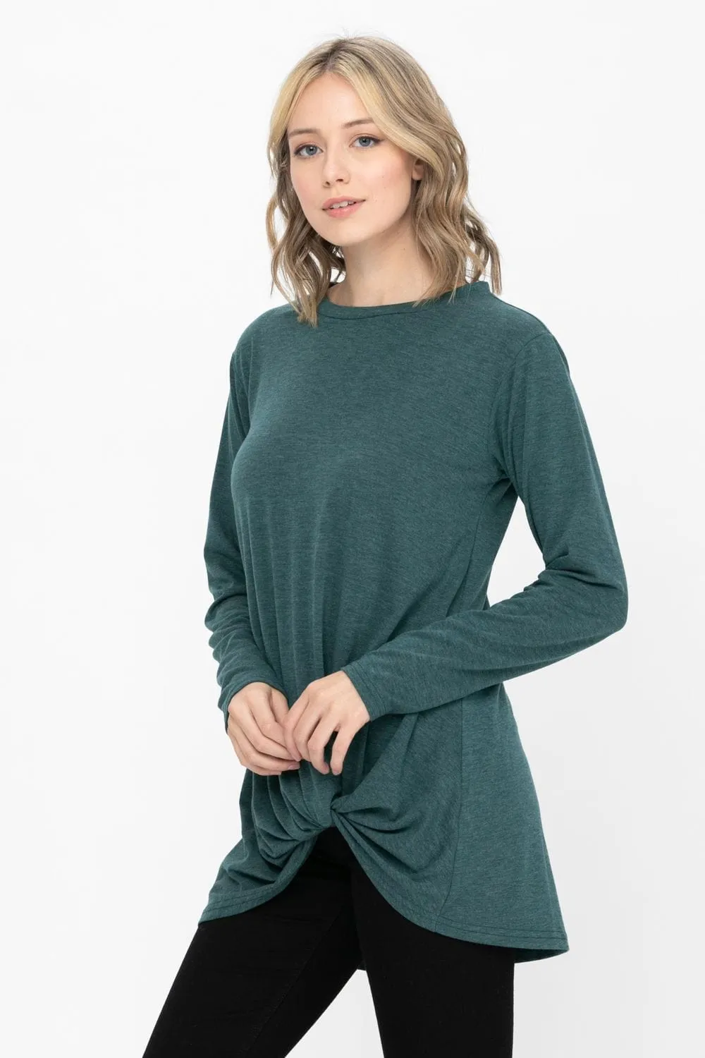 Comfy Soft Casual Twist Knot Tunics Tops Blouses T Shirts