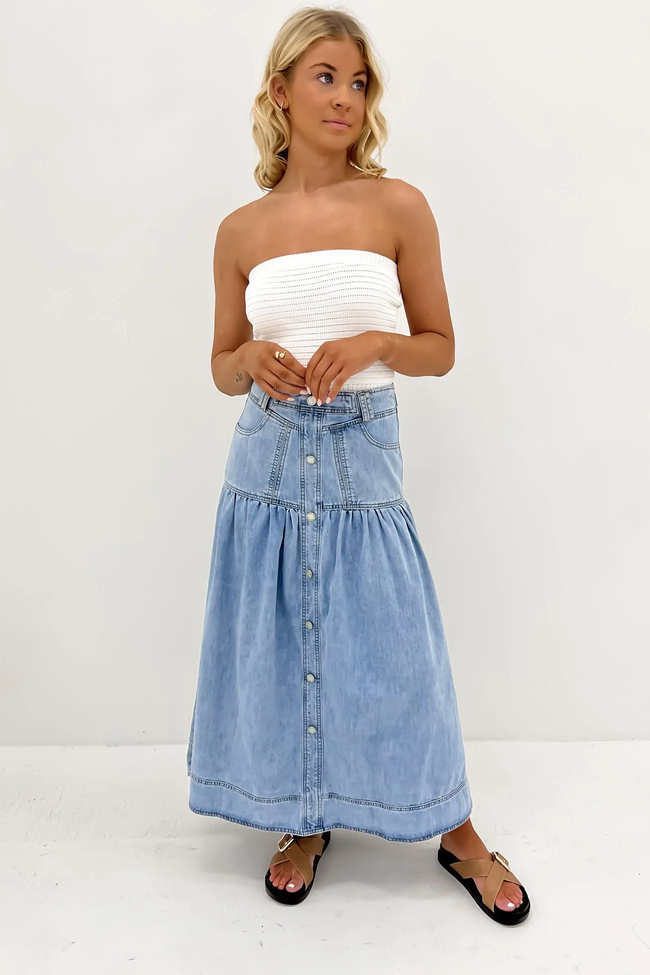 Corinne Midi Skirt Light Blue