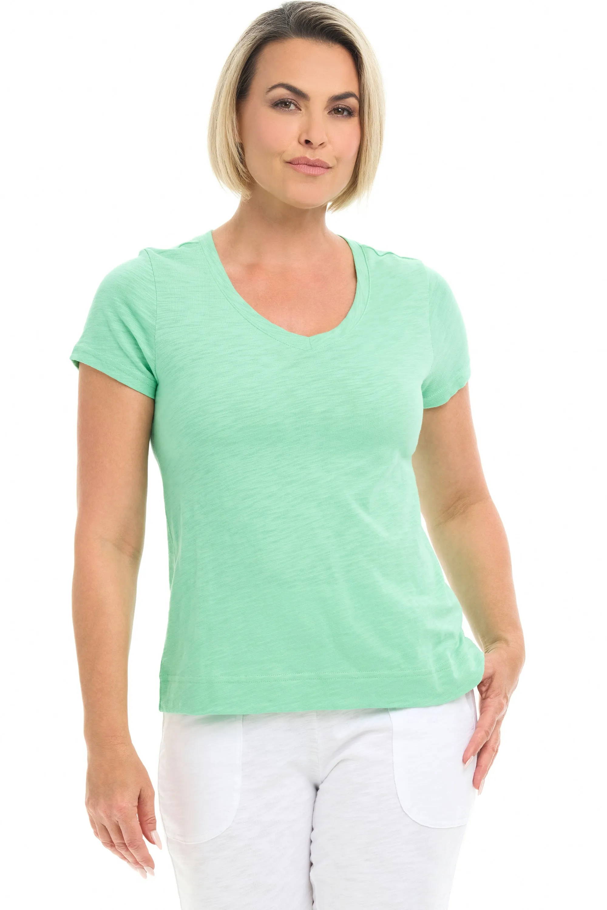 Cotton Slub V-Neck Tee