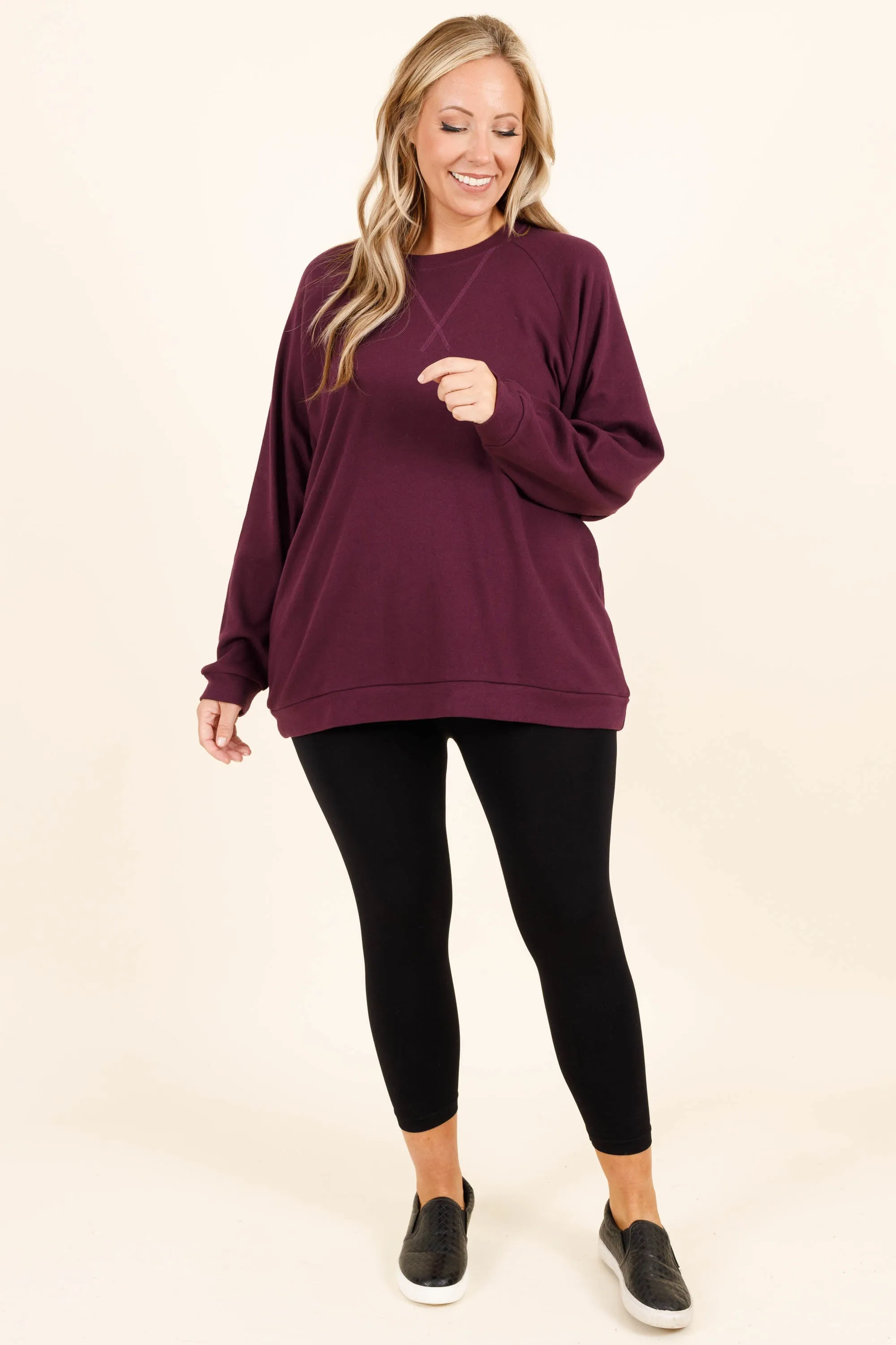 Covered In You Pullover, Dark Plum