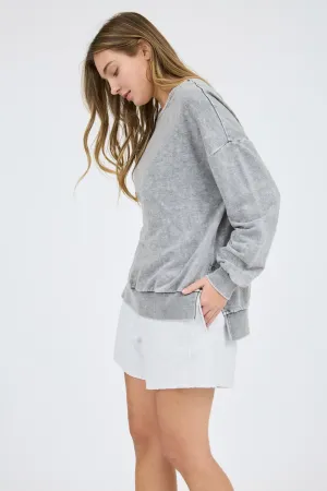 Cozy Convenience Acid Wash Pullover