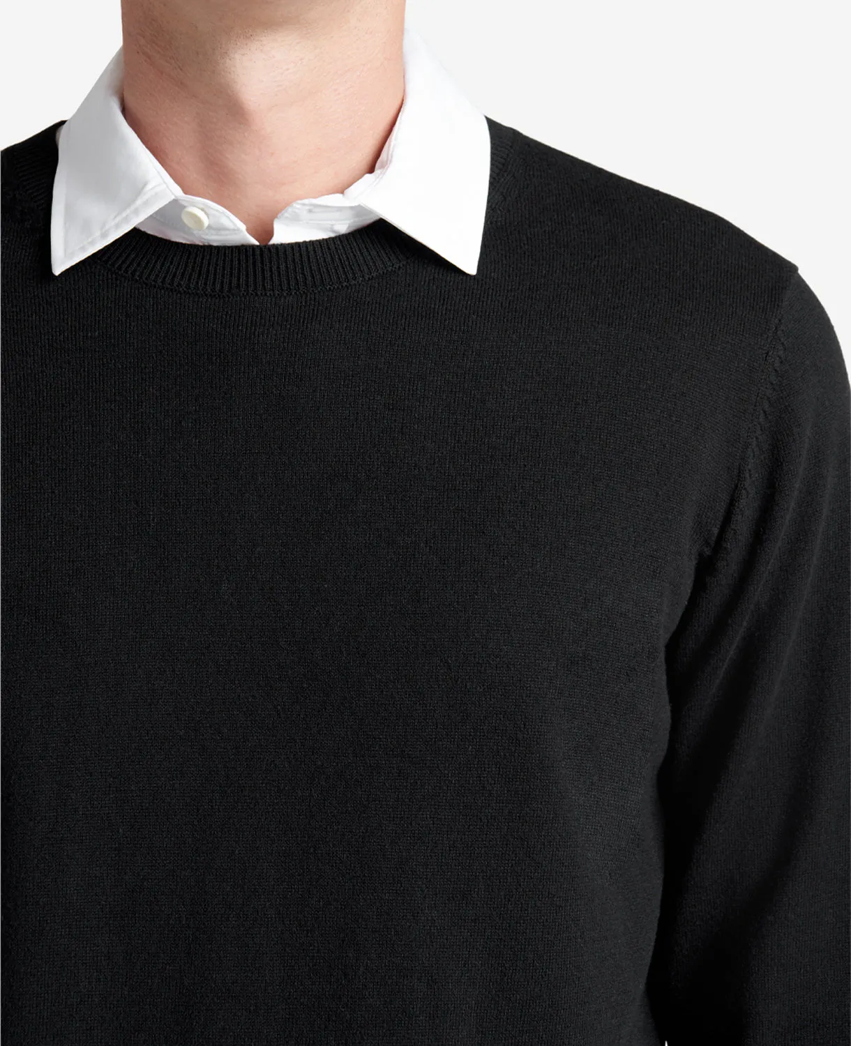 Crew Neck Sweater with Tipping Details