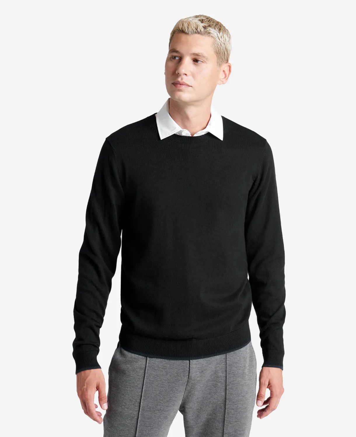 Crew Neck Sweater with Tipping Details