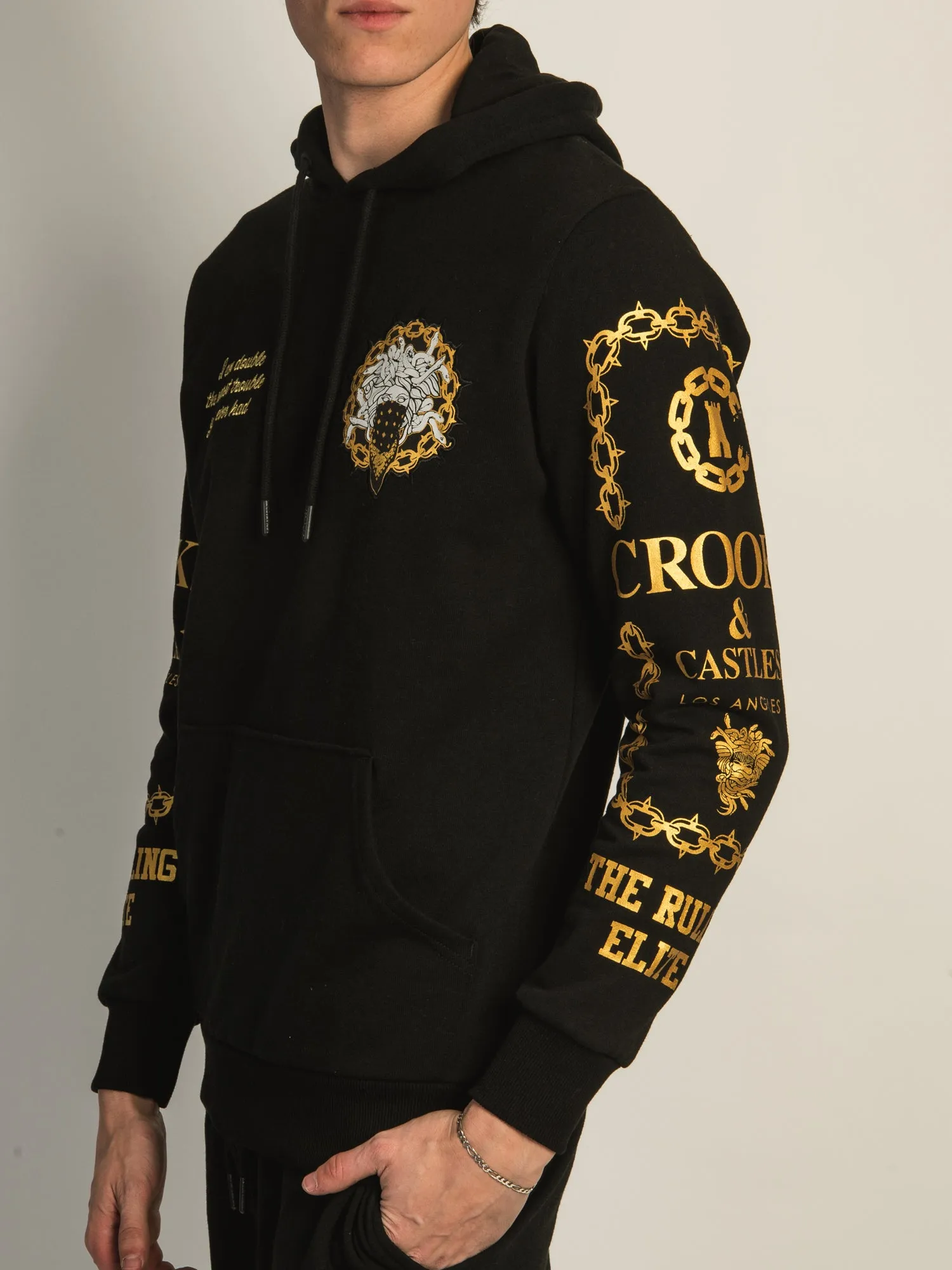 CROOKS & CASTLES LUXURY GOLD PULLOVER HOODIE