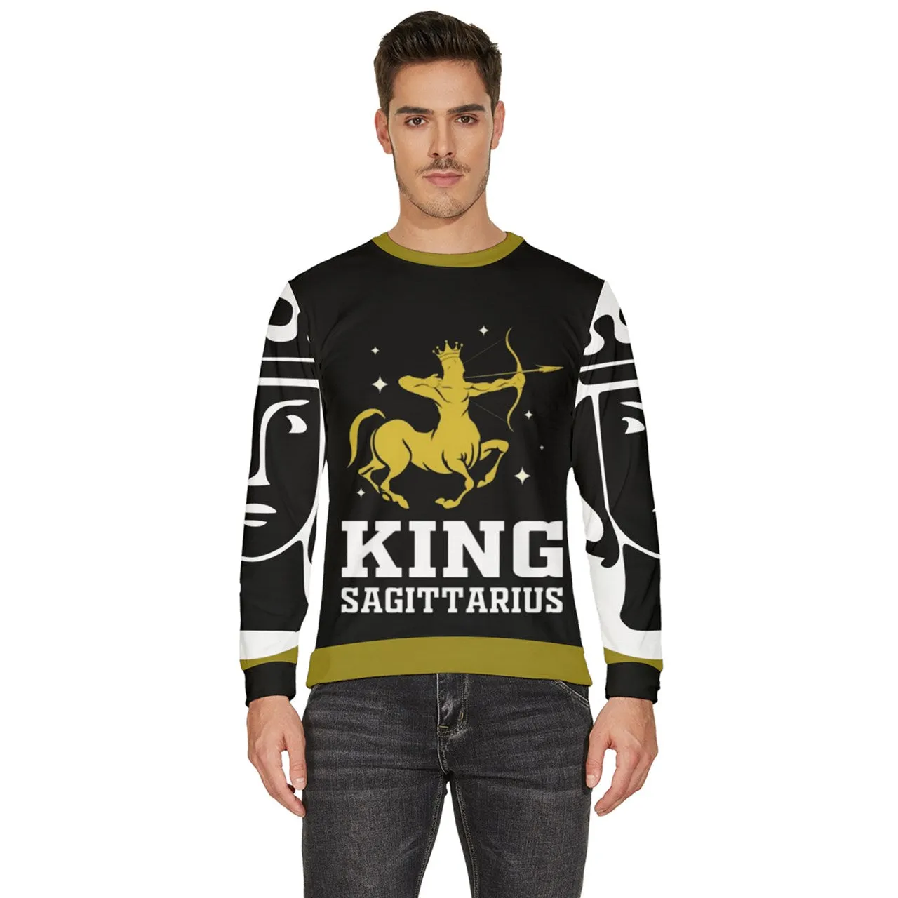 Custom DtheRebel Sagittarius Black & Gold Men's Valure Sweatshirt