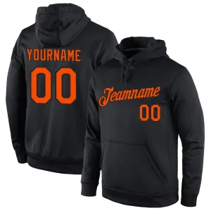 Custom Stitched Black Orange Sports Pullover Sweatshirt Hoodie