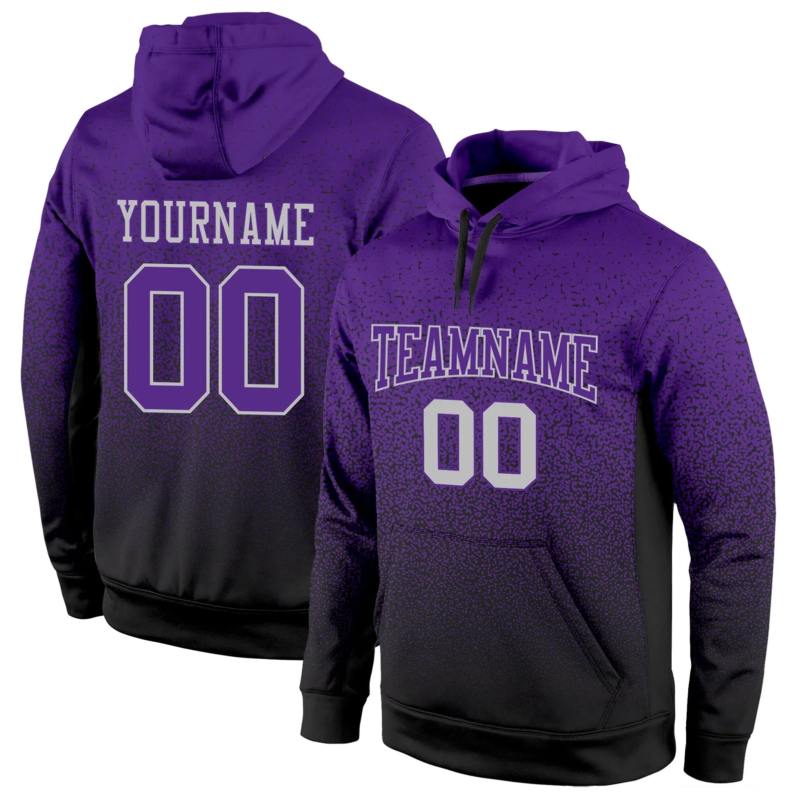 Custom Stitched Black Purple-Gray Fade Fashion Sports Pullover Sweatshirt Hoodie