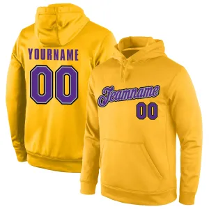 Custom Stitched Gold Purple-Gray Sports Pullover Sweatshirt Hoodie