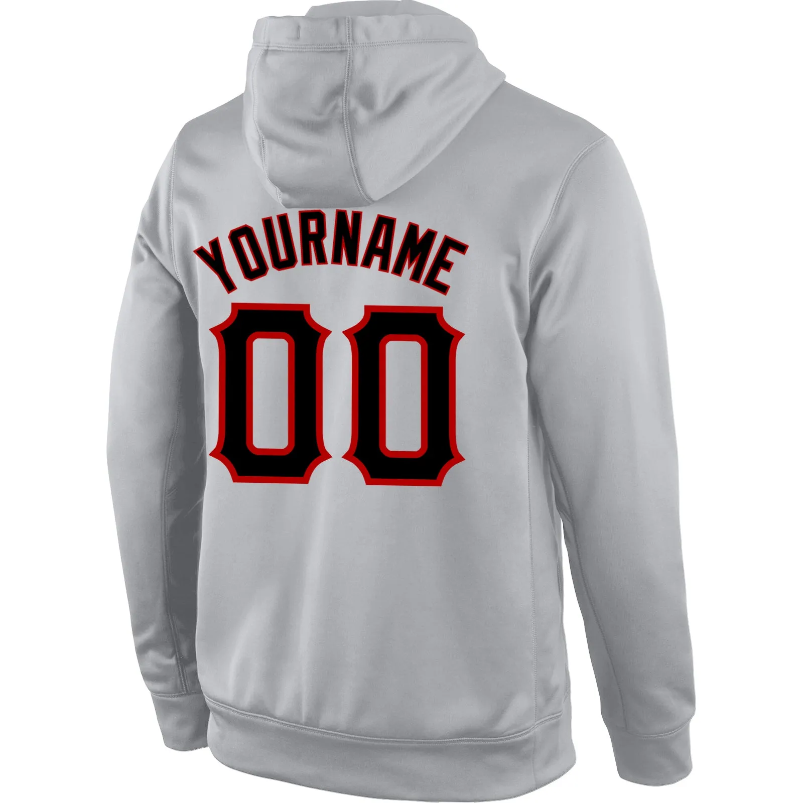 Custom Stitched Gray Black-Red Sports Pullover Sweatshirt Hoodie