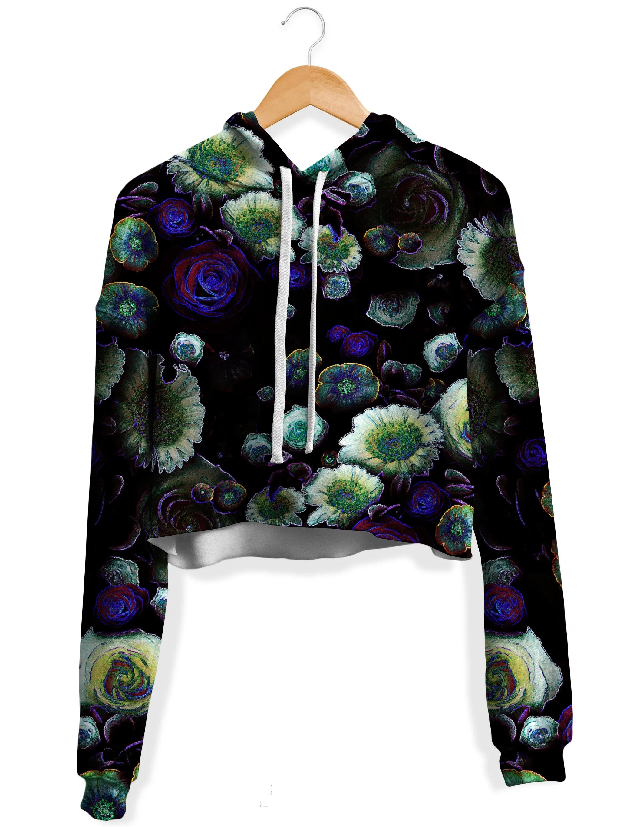 Dark Bloom Fleece Crop Hoodie