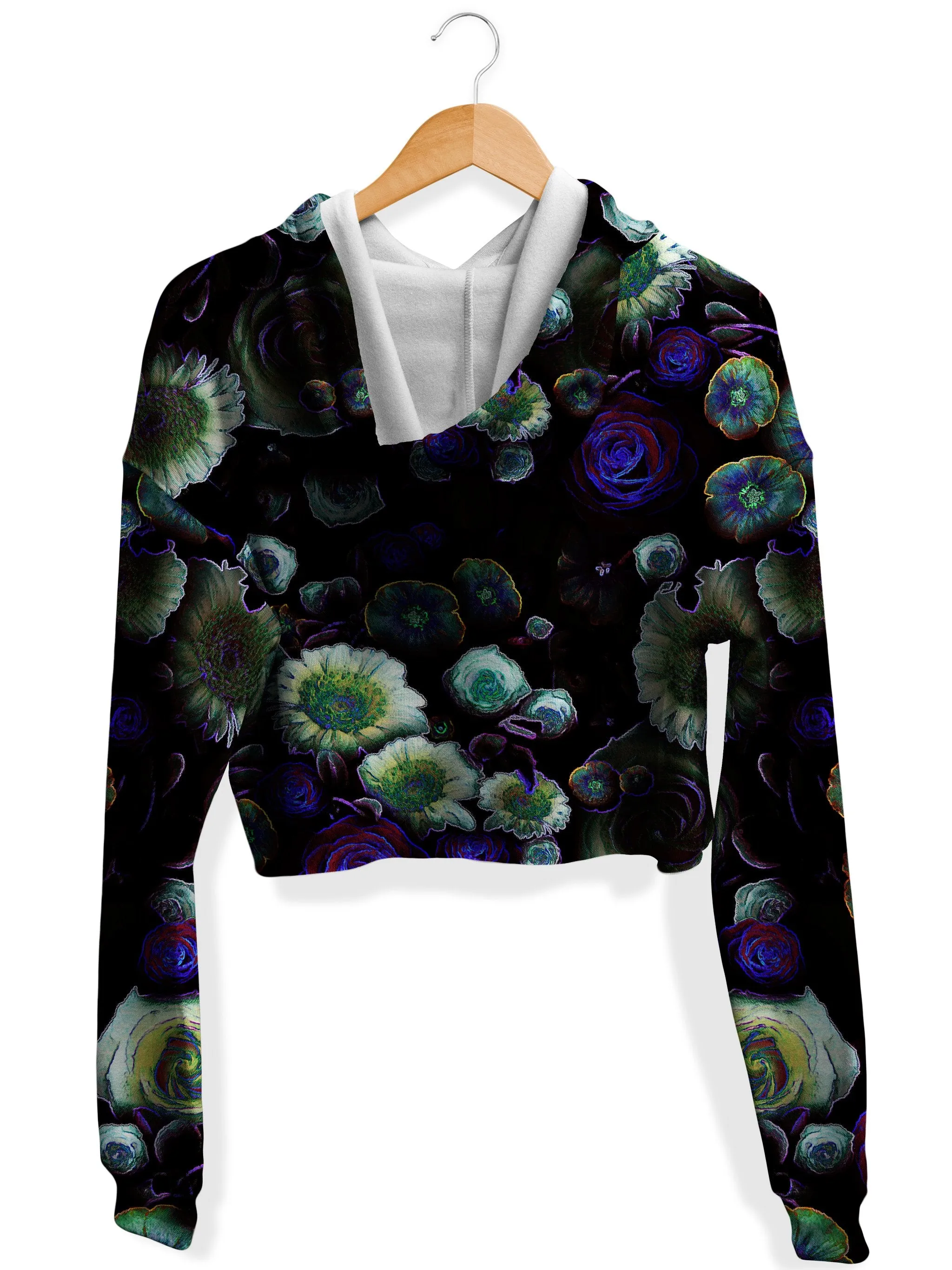 Dark Bloom Fleece Crop Hoodie