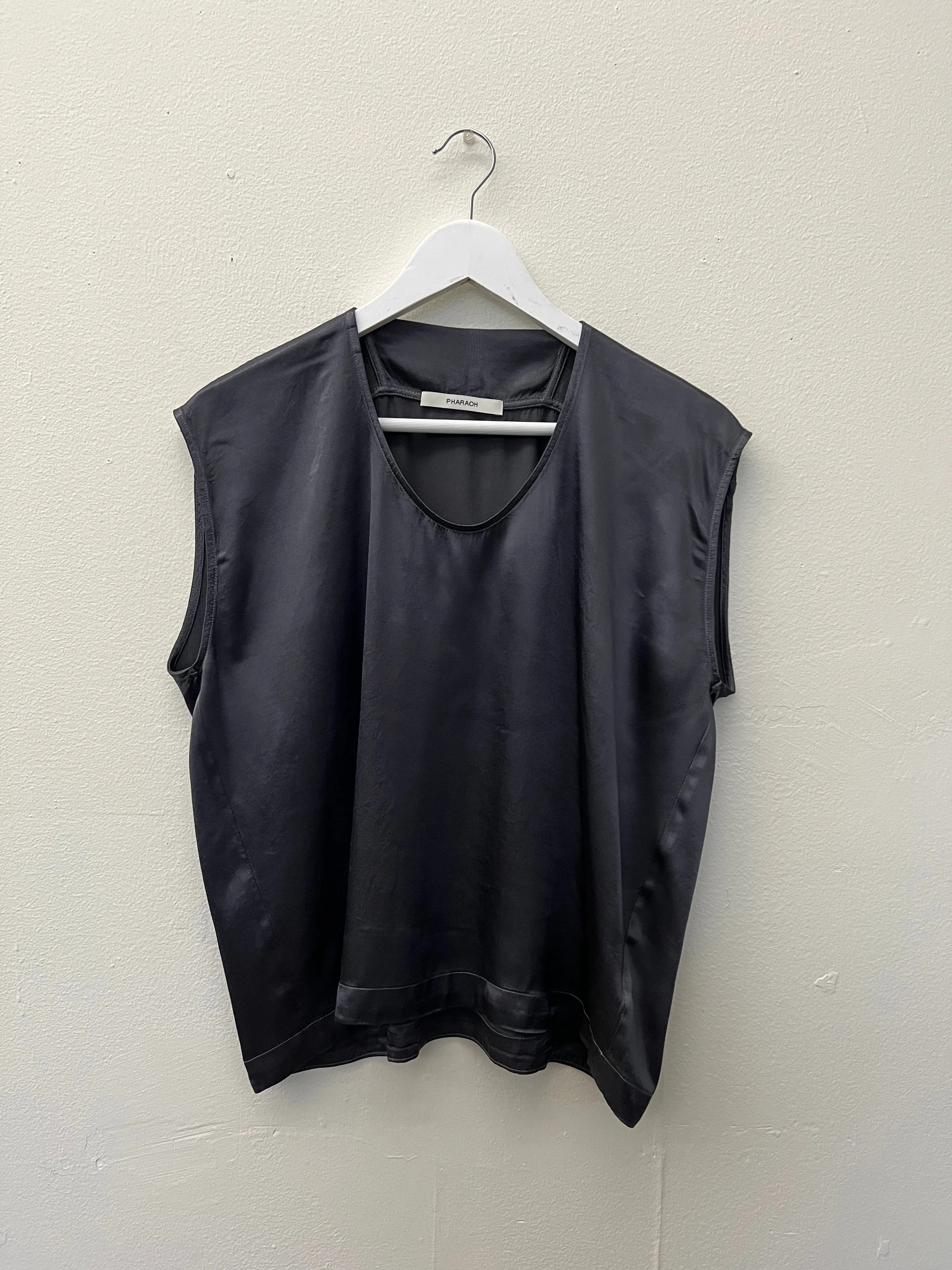 Delphine Cocoon Top in Vintage Satin - Graphite