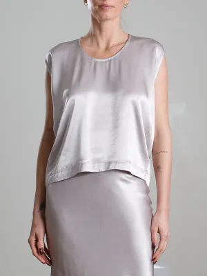 Delphine Cocoon Top in Vintage Satin - Silver