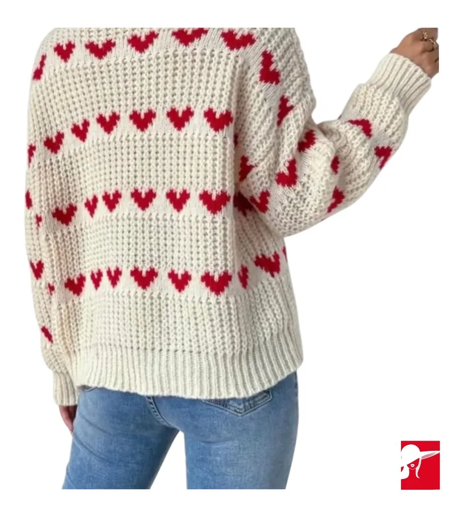 Doublju Love Jacquard pullover sweater NEW size S