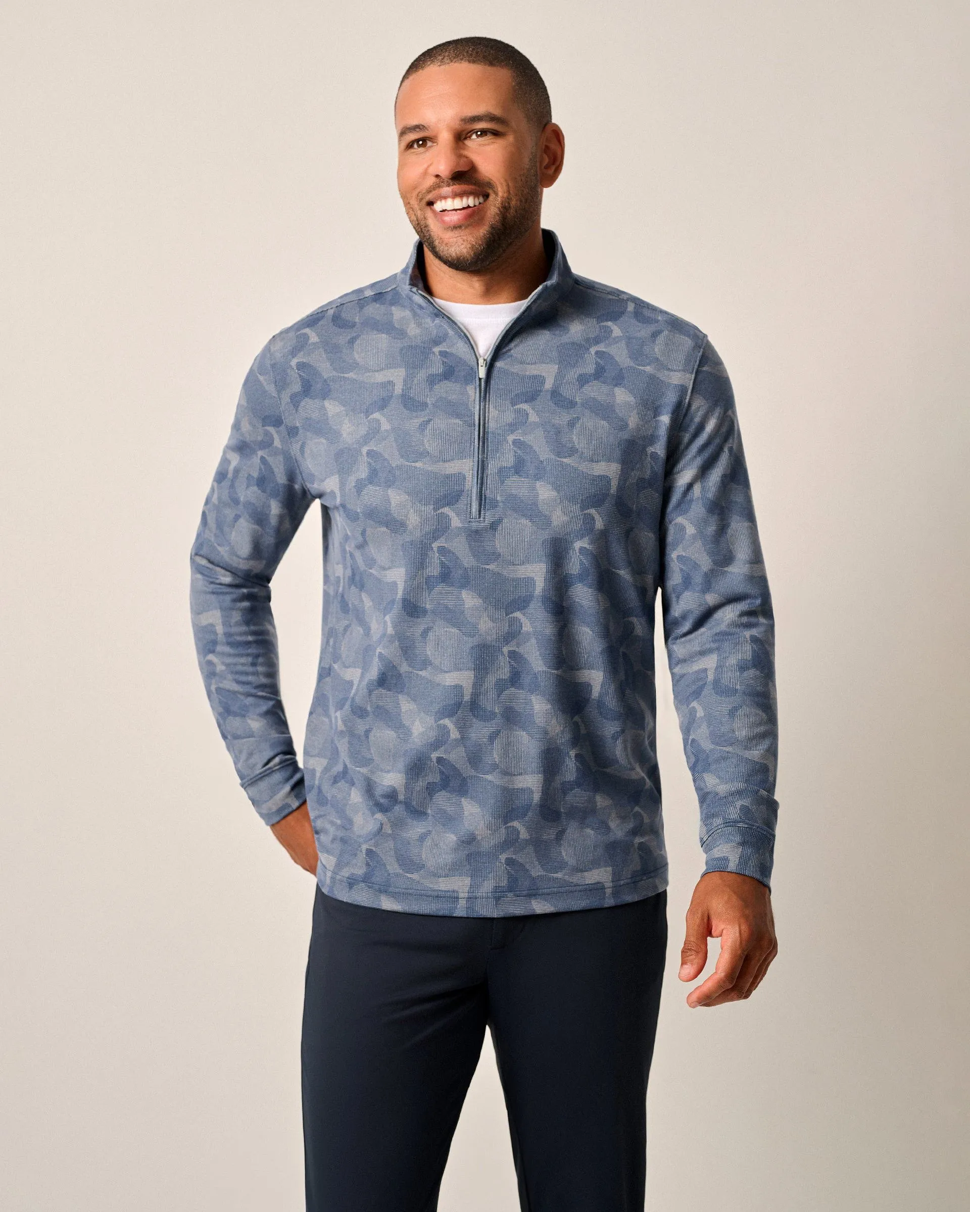 Dowell Performance Fleece Camo 1/4 Zip Pullover in Lake by Johnnie-O