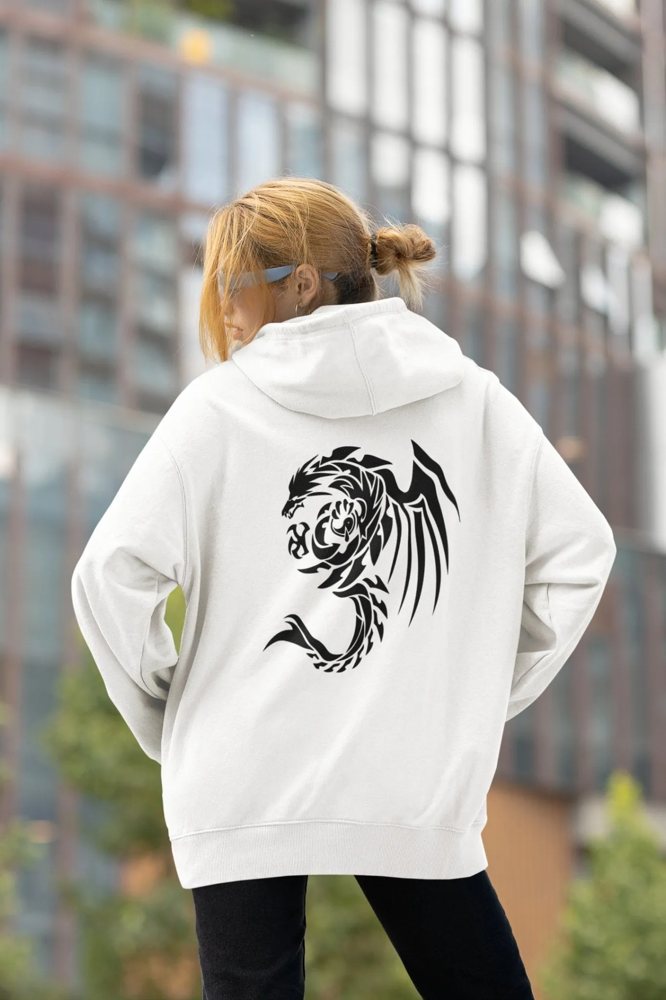 Dragon Foxx™ Tribal Dragon White Pullover Hoodie