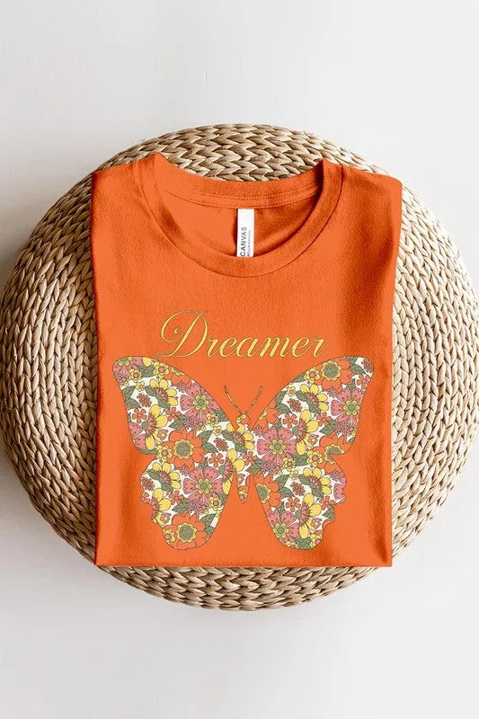 Dream Floral Butterfly Graphic T Shirts