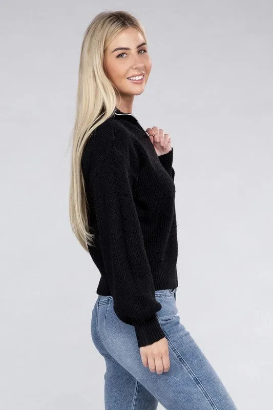 Easy-Wear Half-Zip Pullover Black