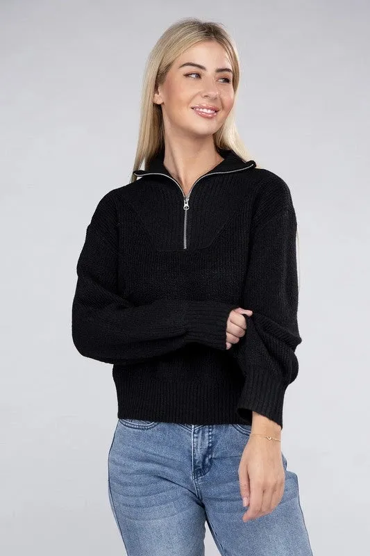 Easy-Wear Half-Zip Pullover Black