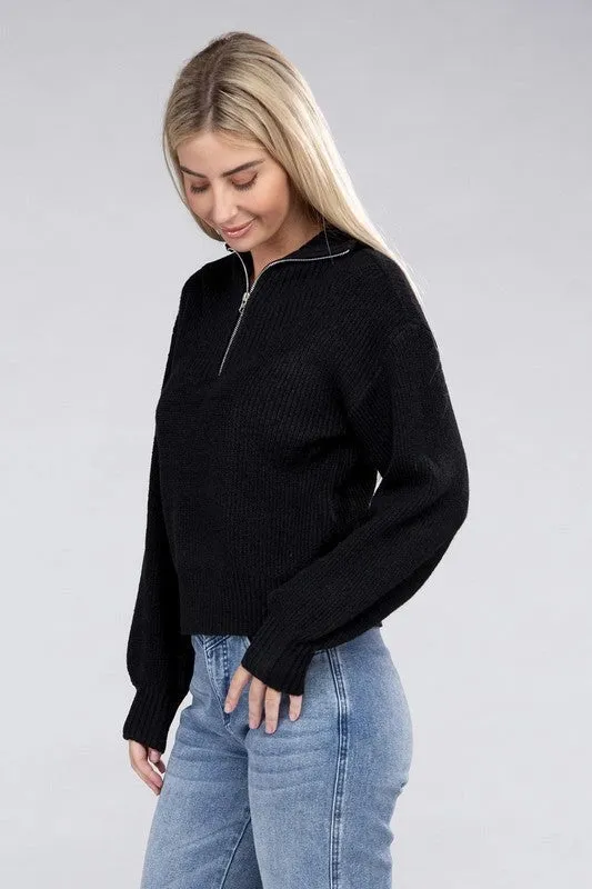 Easy-Wear Half-Zip Pullover Black