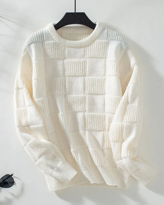 elveswallet Checkerboard jacquard knit pullover