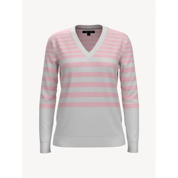 ESSENTIAL STRIPE V-NECK SWEATER Blushing Bridge