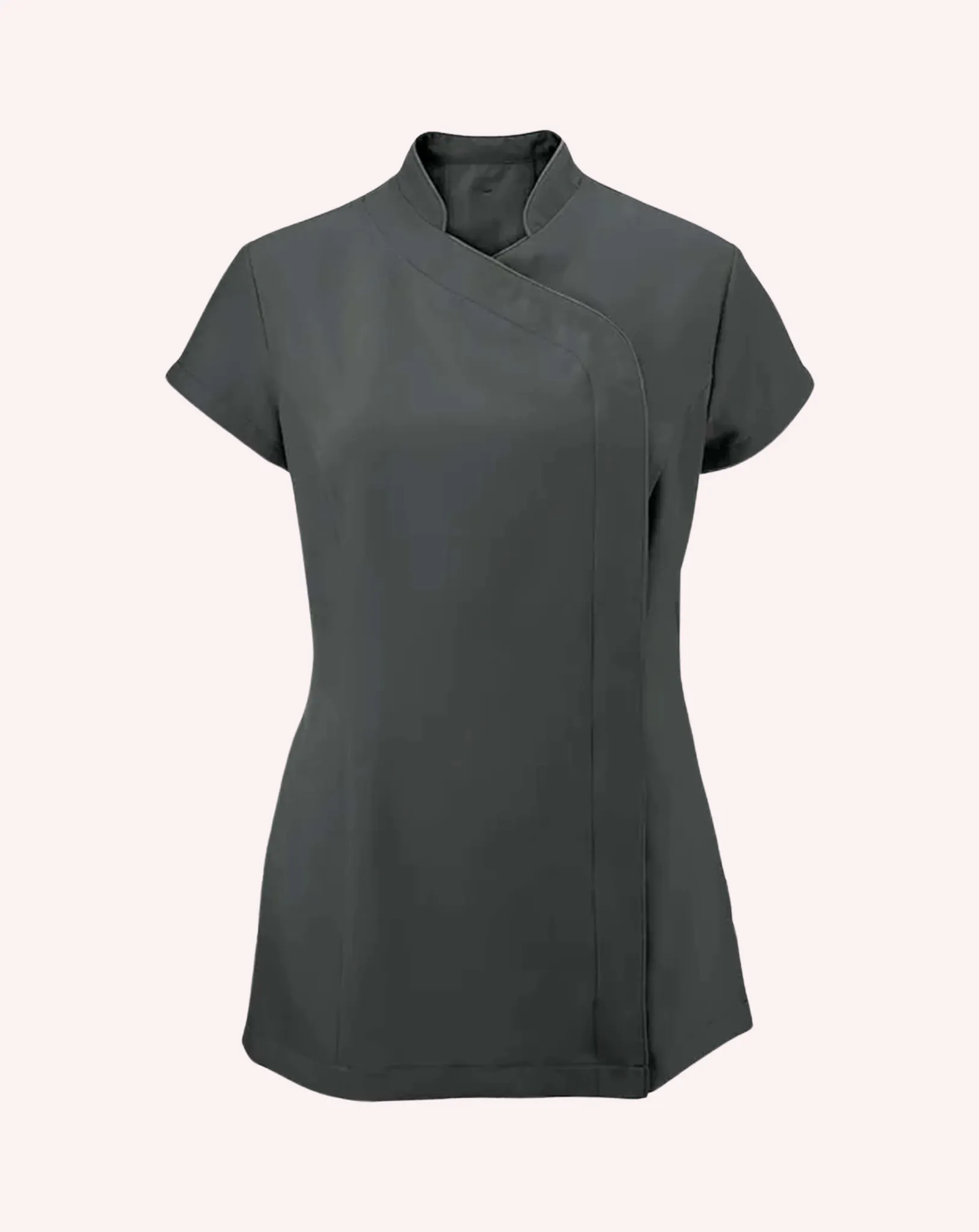 Event Mandarin Collar Asymmetric Tunic - Charcoal Grey