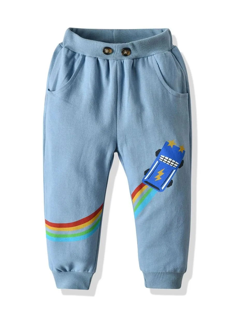 Fall Toddler Little Boy Cartoon Printed Causal Pants