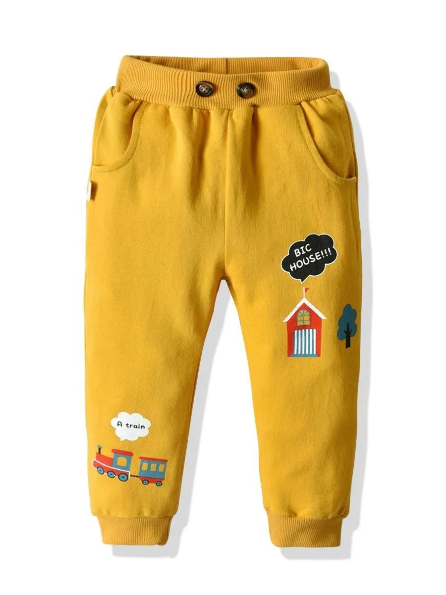 Fall Toddler Little Boy Cartoon Printed Causal Pants