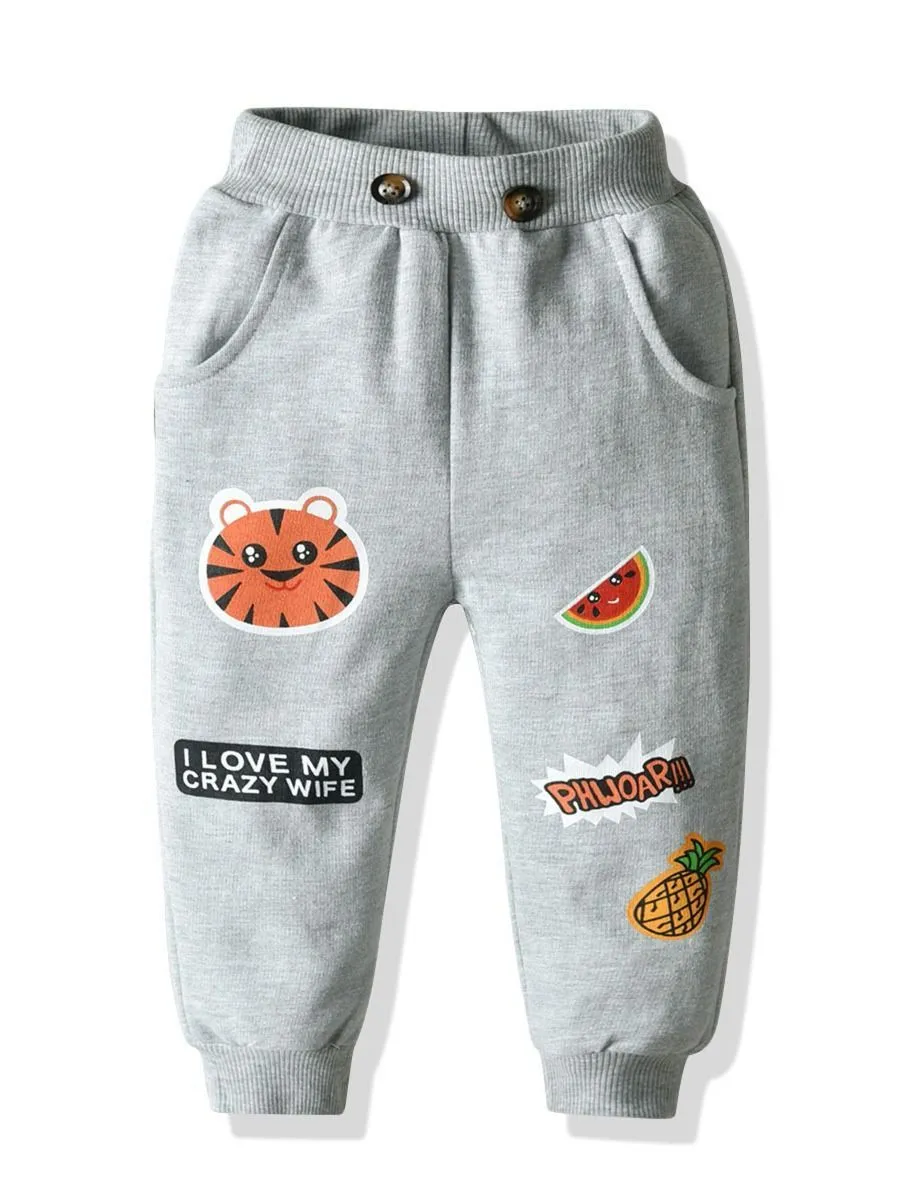 Fall Toddler Little Boy Cartoon Printed Causal Pants