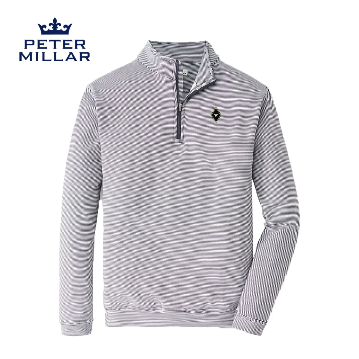 FIJI Peter Millar Mini Stripe Stretch Quarter Zip With Diamond