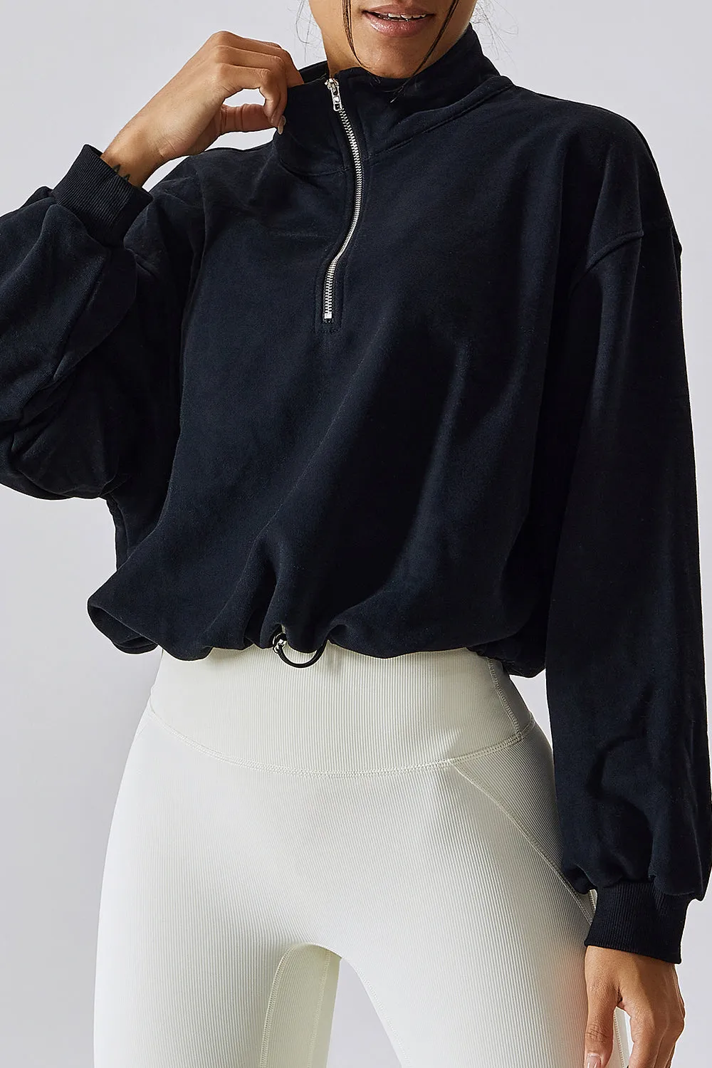 Front Closure Pullover Sweatshirt Relaxed Fit