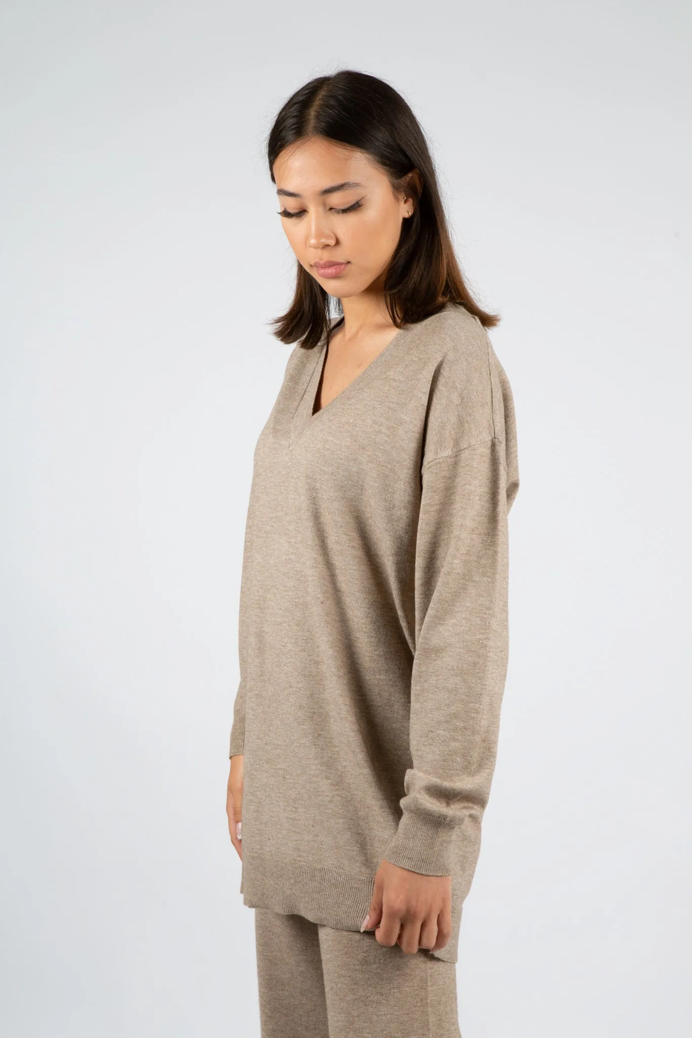 Galine Rachelle V Neck Pullover - Dune Melange